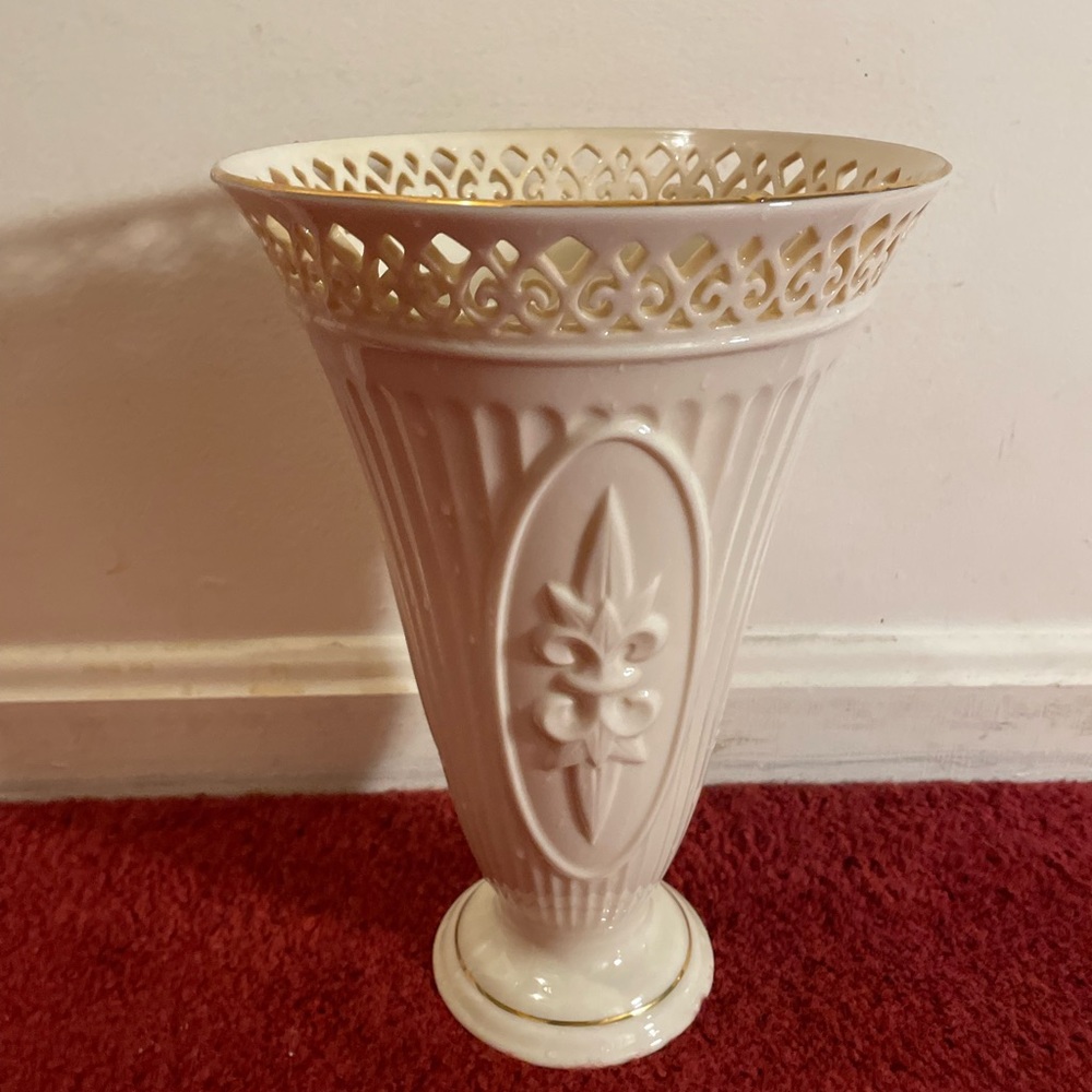 10” Vintage Lenox Vase with Gold Trim